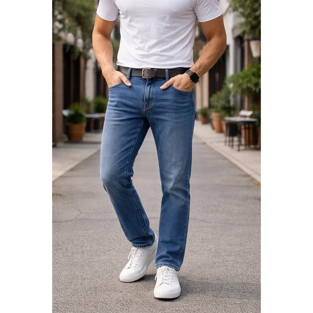 Abercrombie & Fitch Kennan Straight Jeans Men's 28x30 Stretch Medium Wash Casual
